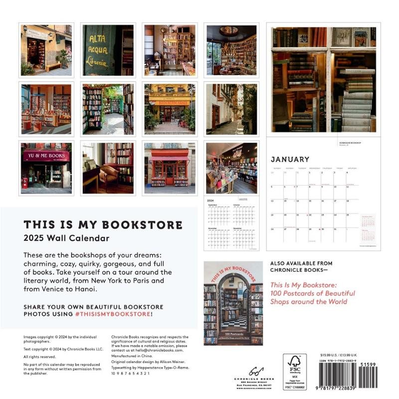 2025 This Is My Bookstore Wall Calendar by Chronicle Books Waterstones