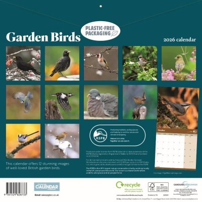 2026 Rspb Garden Birds Wall Calendar | Waterstones