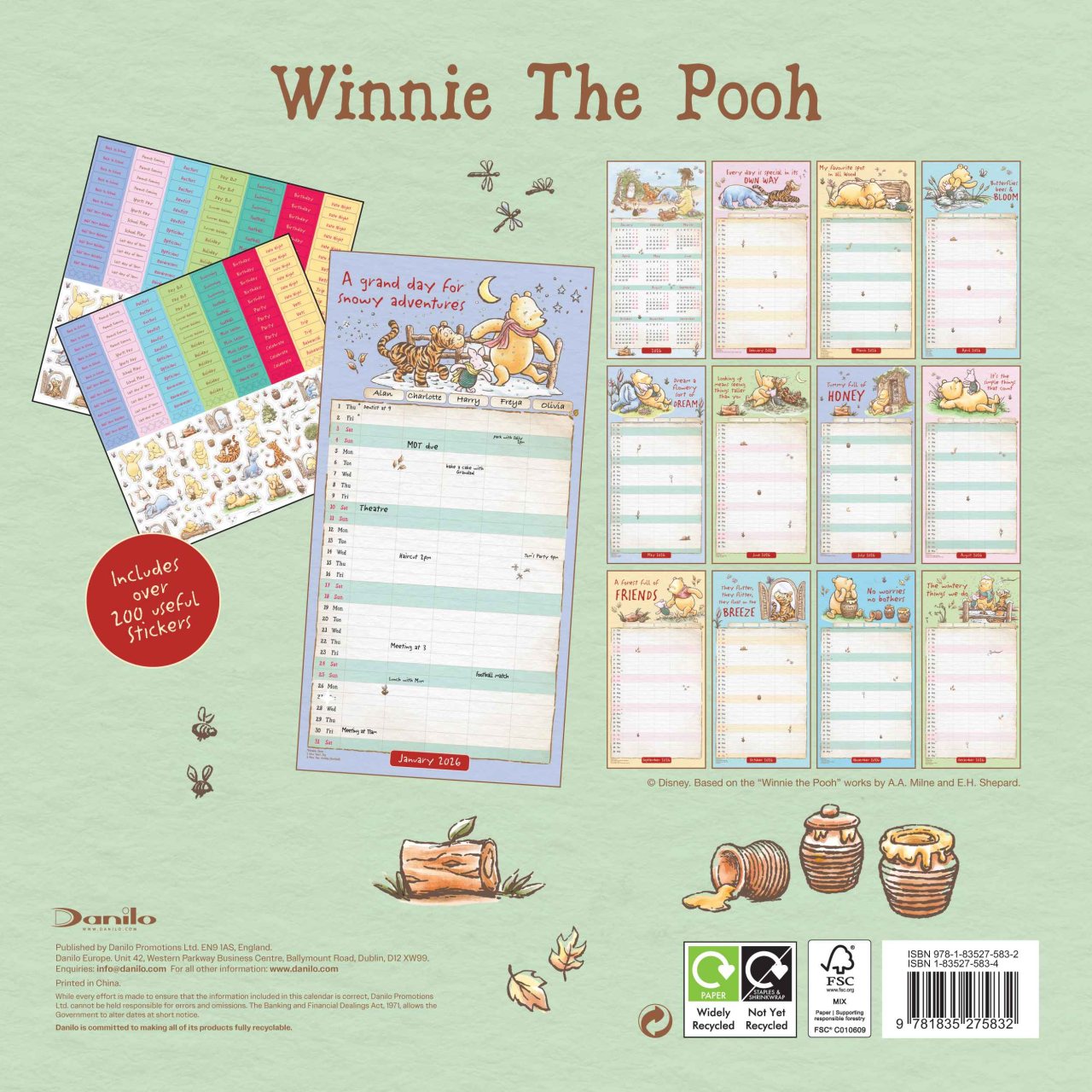 2026 Winnie The Pooh Family Calendar | Waterstones