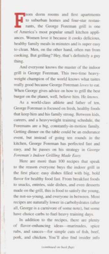 George Foreman's Indoor Grilling Made Easy, Book by George Foreman,  Kathryn Kellinger, Official Publisher Page