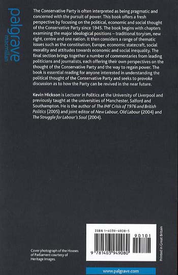 The Political Thought of the Conservative Party since 1945 (Paperback)