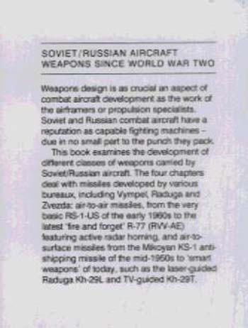 Soviet/Russian Aircraft Weapons: Since World War Two (Hardback)