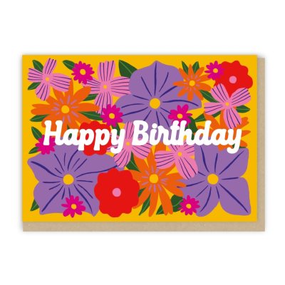 Happy Birthday Flower Bed Greeting Card