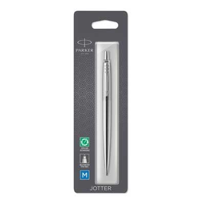 Parker Jotter Ballpoint Pen | Stainless Steel with Chrome Trim | Medium Point Blue Ink-image