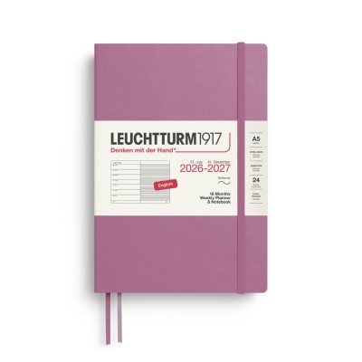 Leuchtturm Dusty Rose 18M A5 Weekly Soft Planner & Notebook Diary 2026-2027