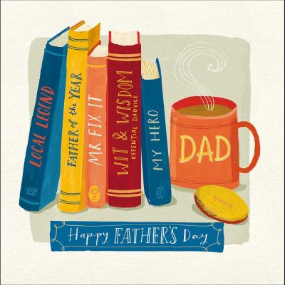 Happy Father's Day Books And Tea Greeting Card