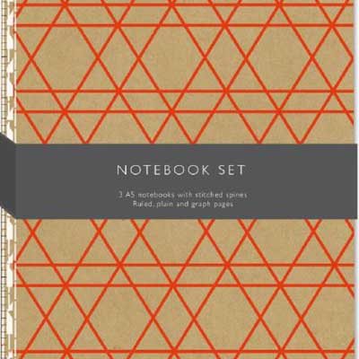 A5 Kraft Geo Set Of 3 Exercise Books: Lined, Plain, Graph