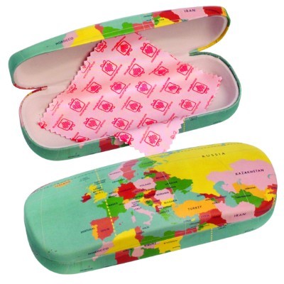 World Map Glasses Case