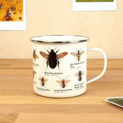 Enamel bee pattern mug