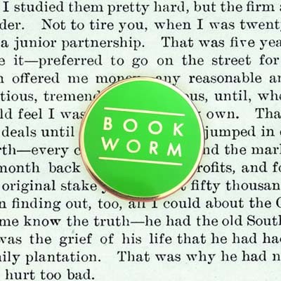 Book Worm Green Pin Badge