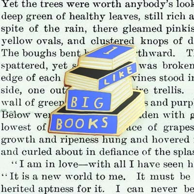I Like Big Books Pin Badge