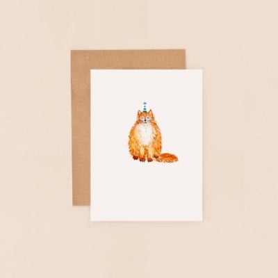 Cat Party Hat Greeting Card