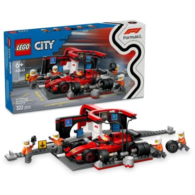 LEGO City F1 Pit Stop & Pit Crew with Ferrari Car Toy - Easter Treat - Formula 1 Set with a Driver Minifigure, 4 Mechanics, Spare Tyres & Wheel Guns - Building Toy for 6+ Year Old Boys & Girls - 60443-image