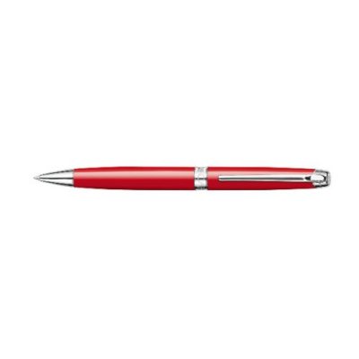Caran D‘Ache Leman Slim Kugelschreiber – Scharlachrot Lackiert, Mit Drehmechanismus, Schwarze Tinte