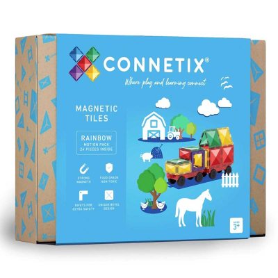 Connetix Rainbow Motion Pack Magnetic Tiles, 24 Pieces