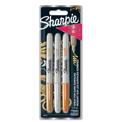 MyLifeUNIT Metallic Marker Pens, 6-Pack Metallic Gold Silver Permanent Markers, Fine Point (3 Gold 3 Silver), Multicolor