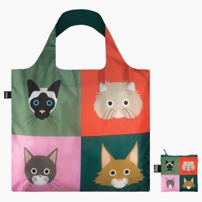 Loqi Stephen Cheetham Cats Recycled Foldaway Bag