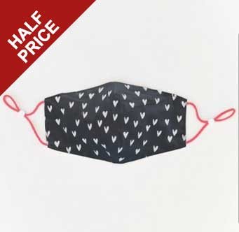 Grey Heart print face mask