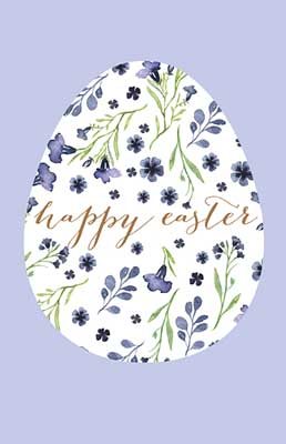 Purple Happy Easter Floral Egg Card
