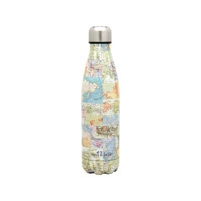 Vintage World Map design stainless steel water bottle | Waterstones