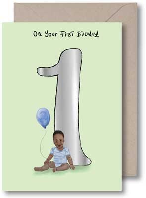 Age 1 Boy And Balloon Card