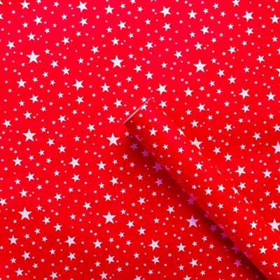 Stars on Red Kraft Wrapping Paper 3m