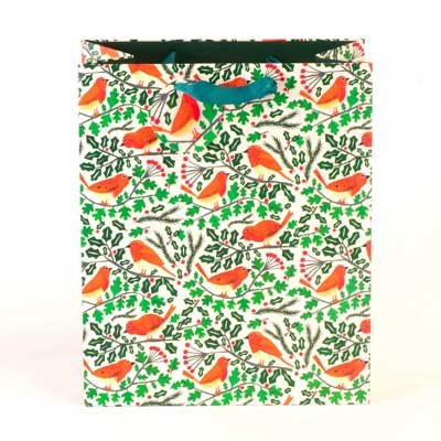Robins And Holly Medium Gift Bag