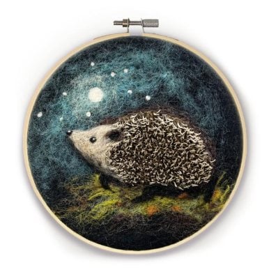 Hedgehog In A Hoop Needle Felting Kit