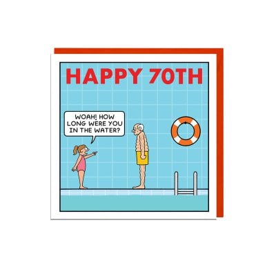 funny 70th birthday swimmers card