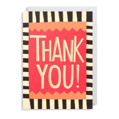 Thank You Red And White Stripe Greeting Card | Waterstones